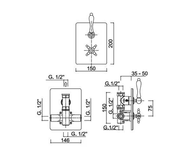 PRAGAMIX - PRAGAMIX CRYSTAL - F8212-PR - 2 hole thermostatic shower tap by Rubinetteria Giulini - view 3